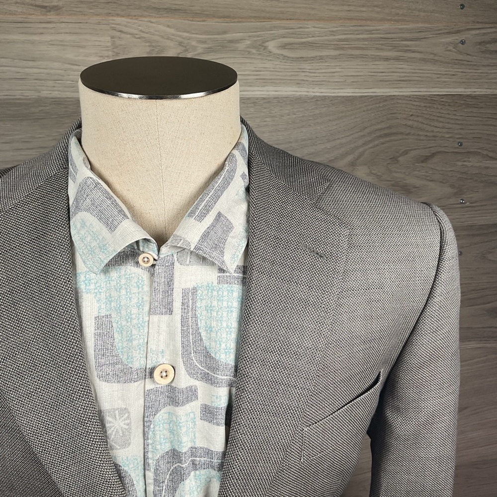 Tailorbyrd 42R Wool Sport Coat Gray Mini Houndstooth Blazer